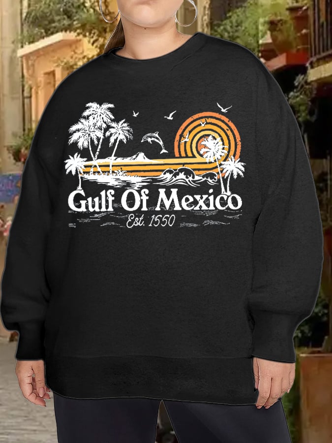 Women's Plus Size Gulf Of Mexico Print Sweatshirt