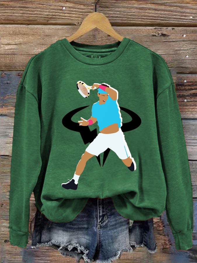 Women's Tennis Superstar Rafa Print Crew Neck Sweatshirt