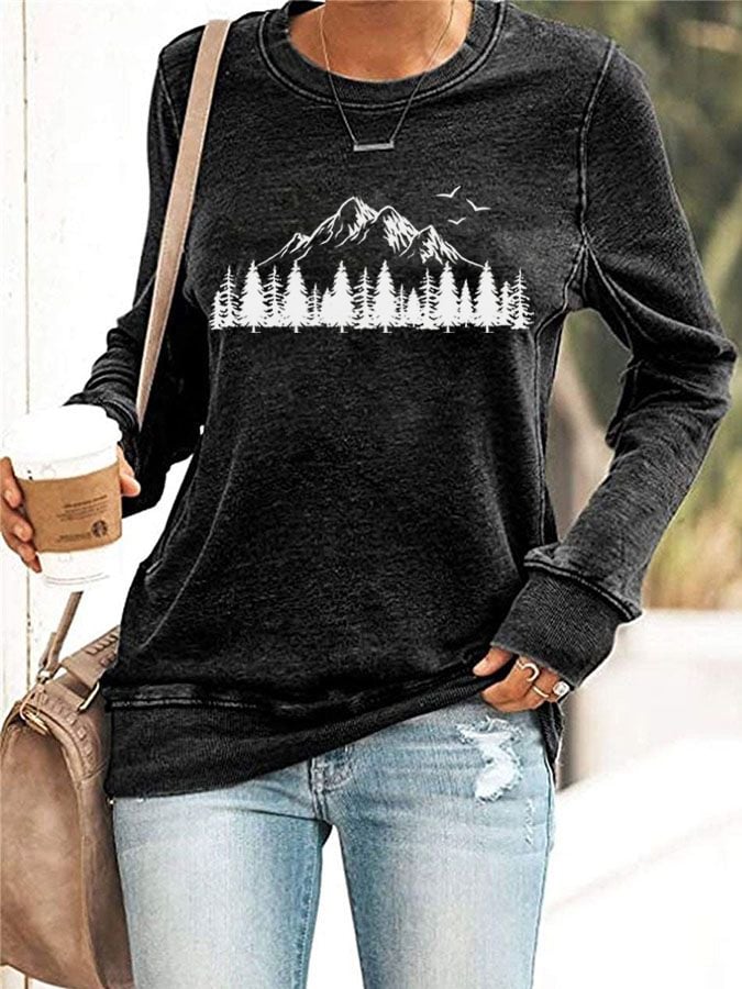 Women's Mountain Nature Lovers Printed Sweatshirt