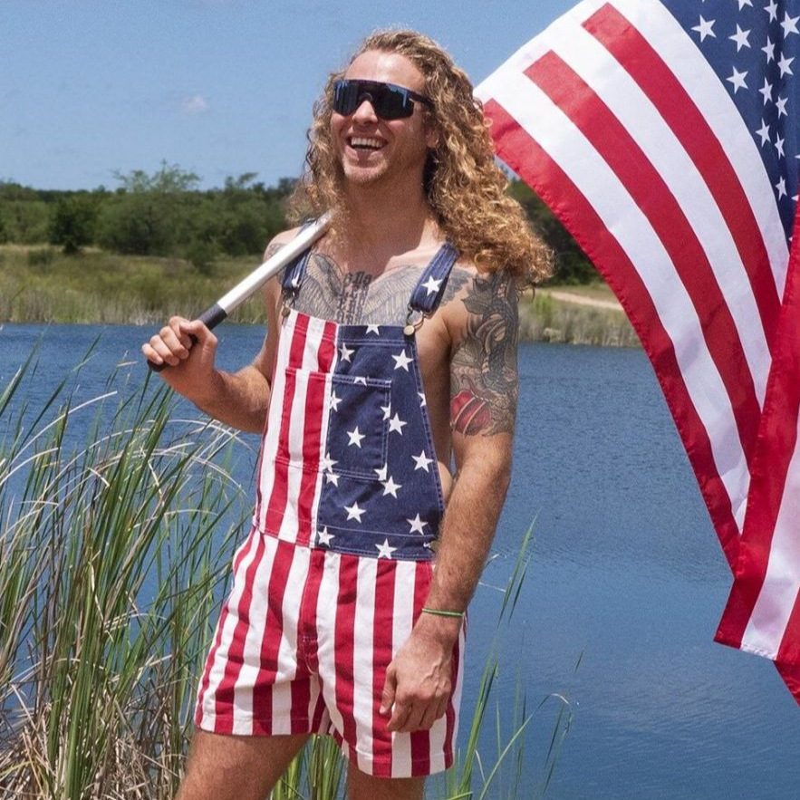 American Independence Day Flag Unisex Canvas Denim Jumpsuit