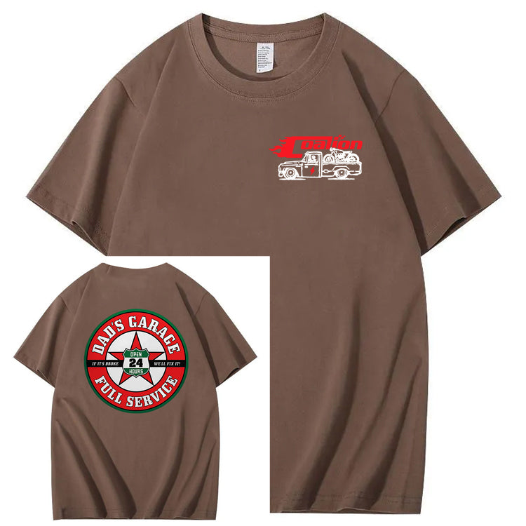 Dad's Garage Full Service If It's Broke We'll Fix It Printed Men's T-shirt