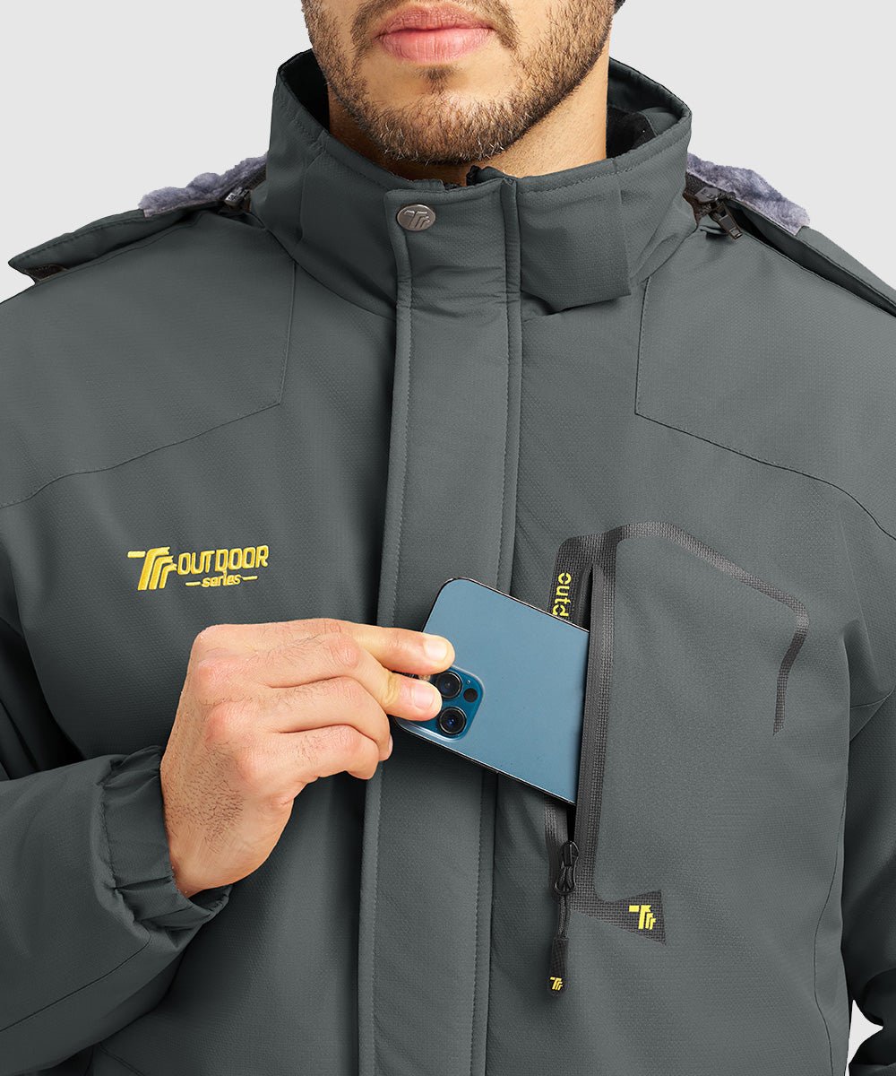 Men's Water Resistant Skiing Windbreaker Hooded Jacket