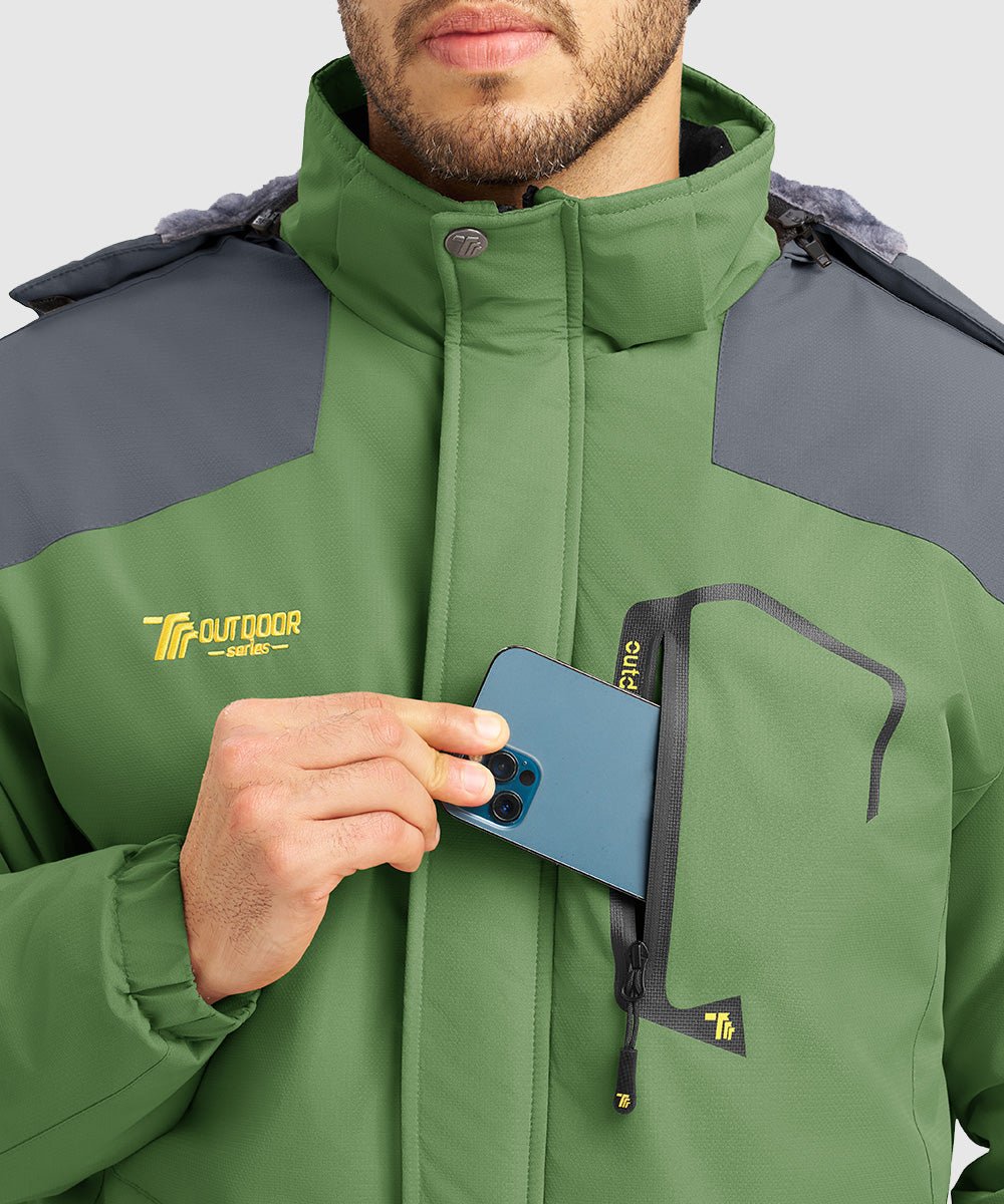 Men's Water Resistant Skiing Windbreaker Hooded Jacket