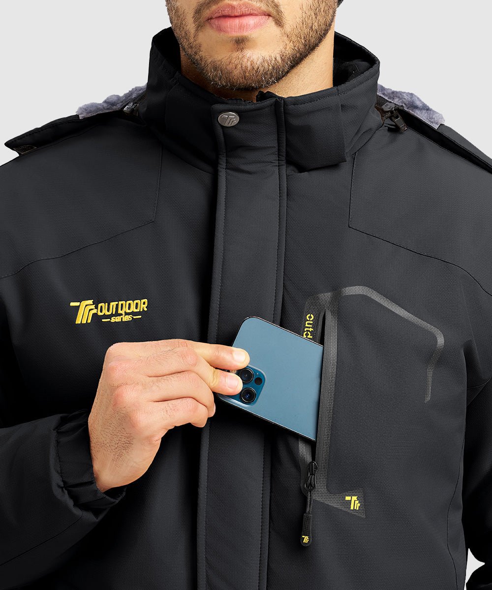 Men's Water Resistant Skiing Windbreaker Hooded Jacket