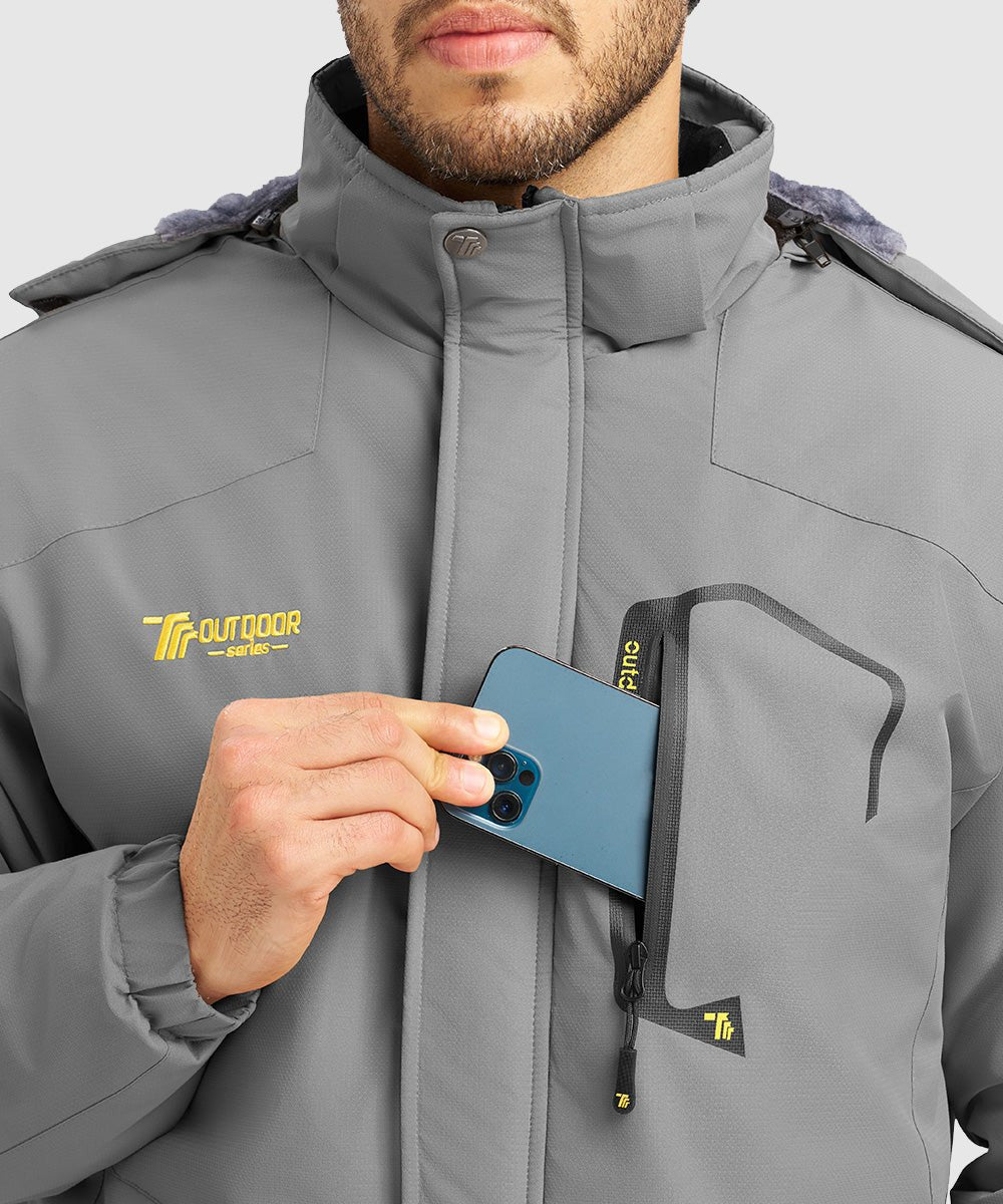 Men's Water Resistant Skiing Windbreaker Hooded Jacket