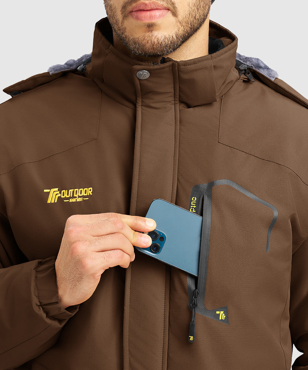 Men's Water Resistant Skiing Windbreaker Hooded Jacket