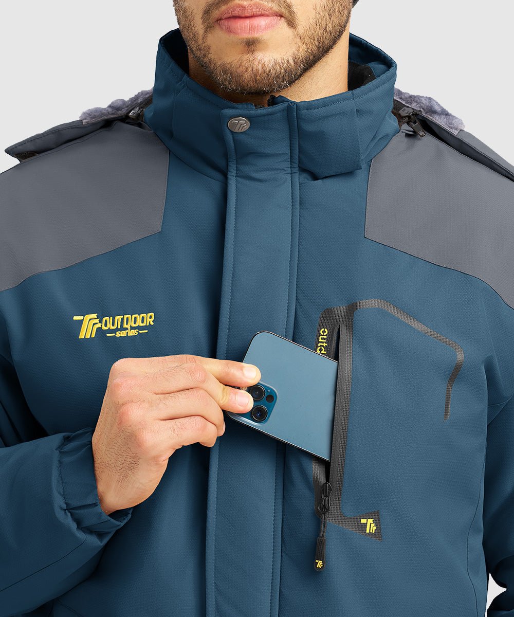 Men's Water Resistant Skiing Windbreaker Hooded Jacket