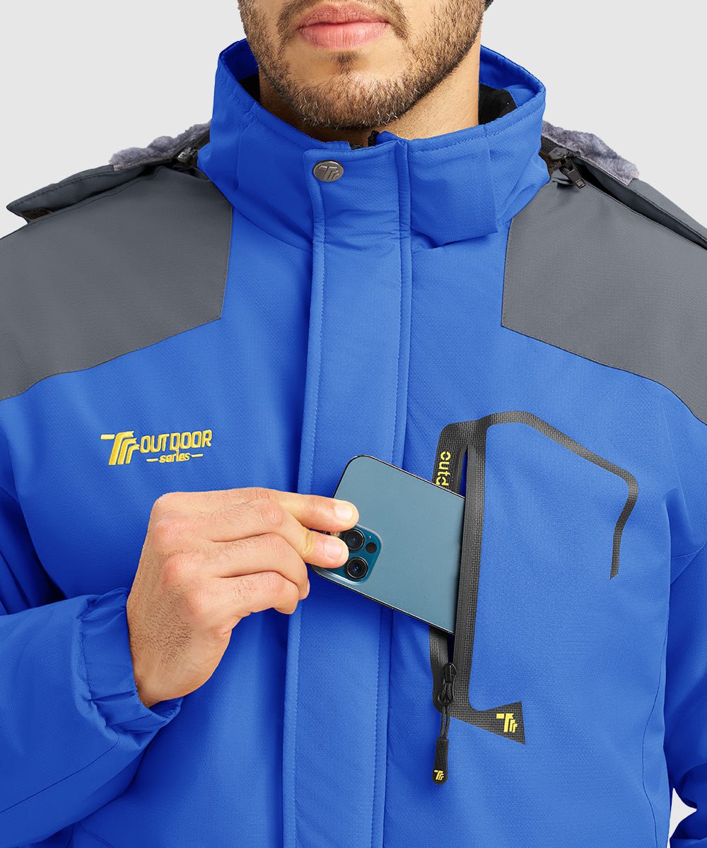 Men's Water Resistant Skiing Windbreaker Hooded Jacket