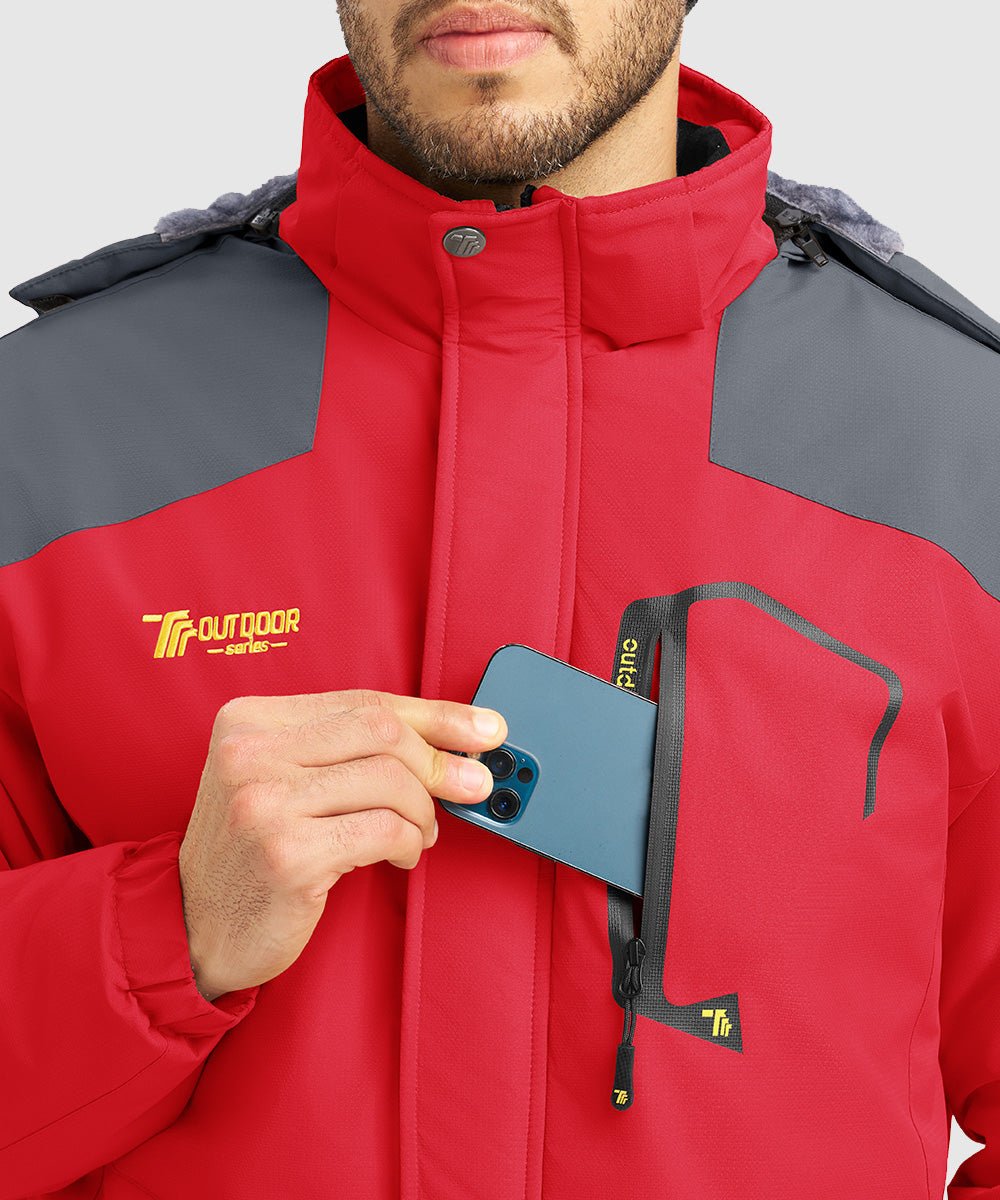 Men's Water Resistant Skiing Windbreaker Hooded Jacket