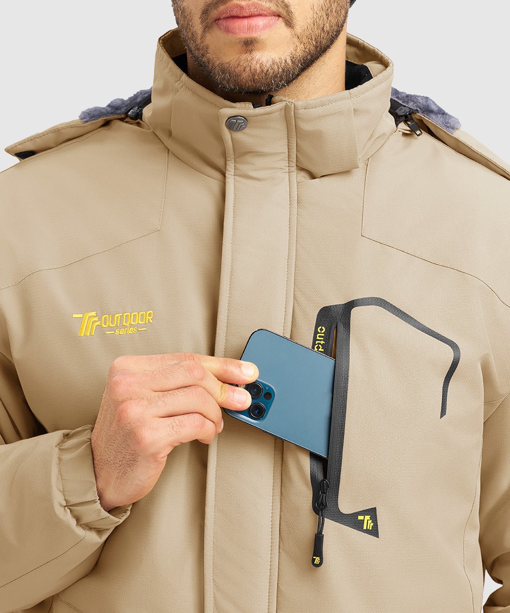 Men's Water Resistant Skiing Windbreaker Hooded Jacket