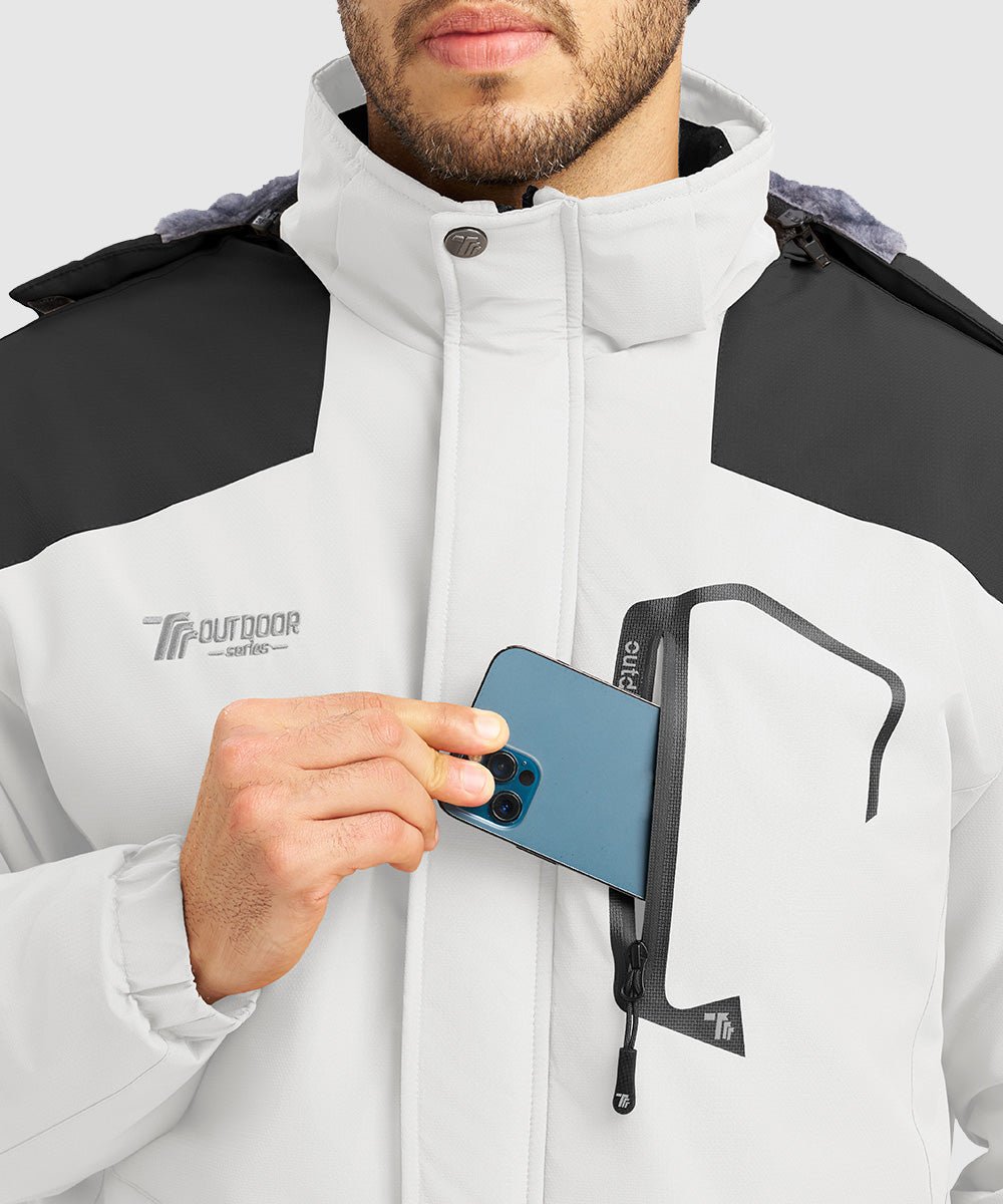 Men's Water Resistant Skiing Windbreaker Hooded Jacket