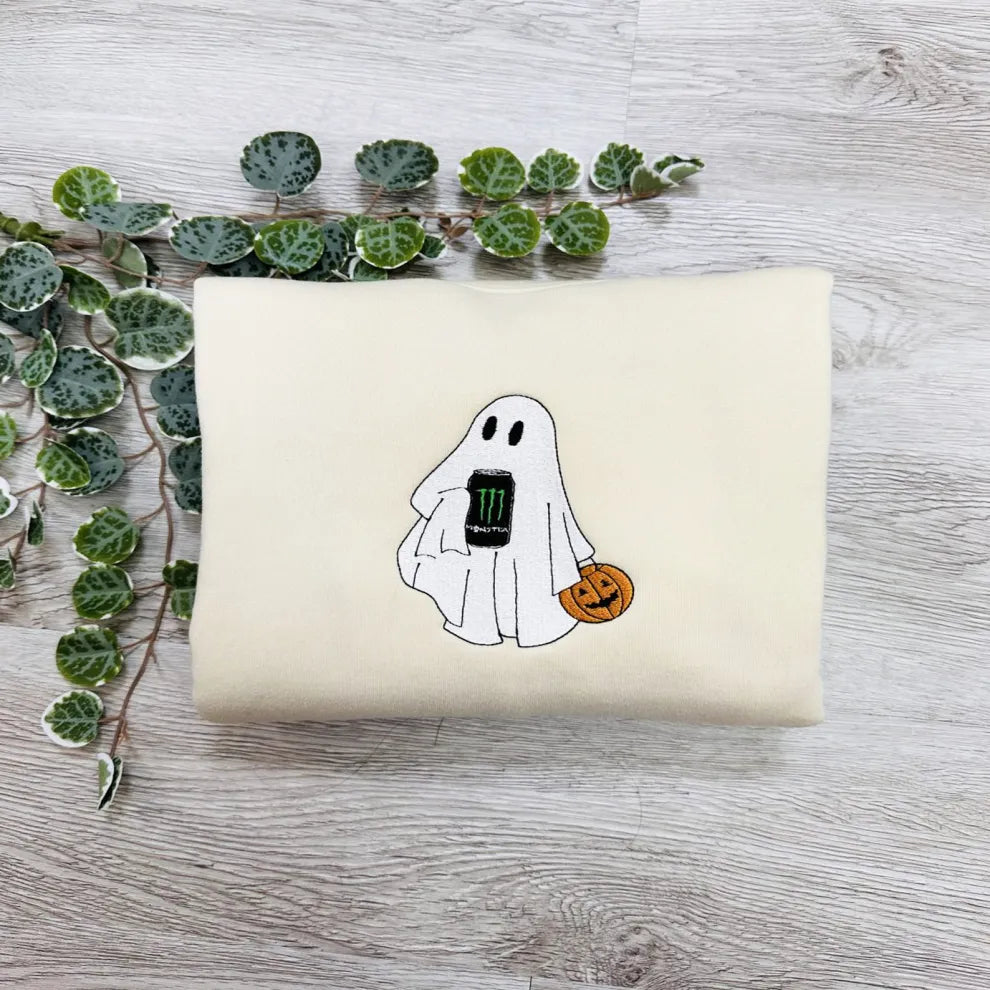 Ghost Drinking Embroidered Sweatshirt