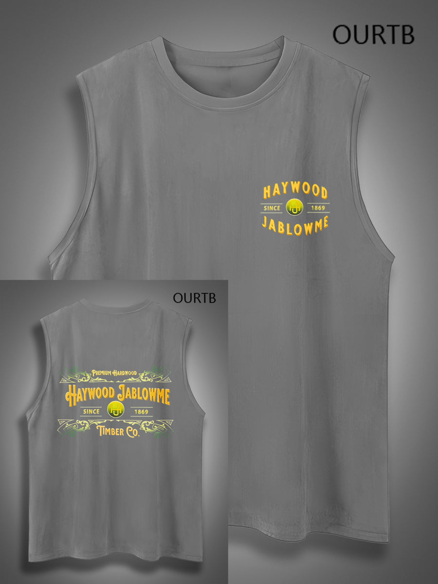 Haywood Since 1869 Jablowme Timber Co Art Print Cotton Sleeveless Tank Tops