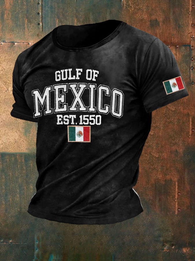 Men'S Retro Gulf Of Mexico Printed Casual Crew Neck T-Shirt