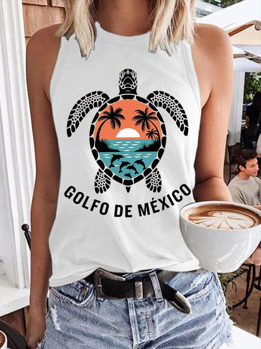 Women’s Retro Gulf Of Mexico Print Tank Top