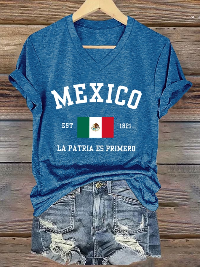 Women's Mexico Flag Print T-Shirt
