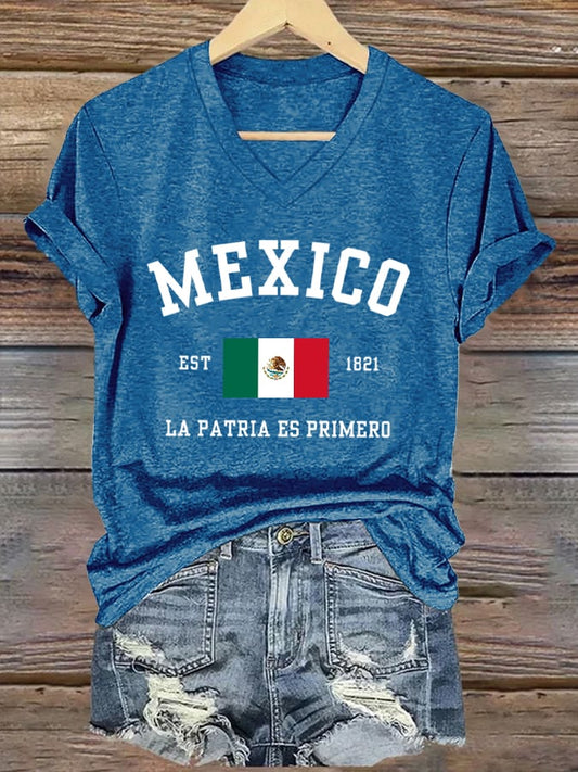 Women's Mexico Flag Print T-Shirt