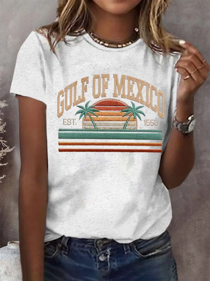 Women's Retro Gulf of Mexico Print T-Shirt