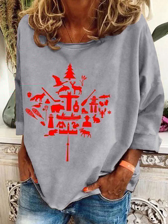 Women's Canadian Maple Leaf Print Sweatshirt