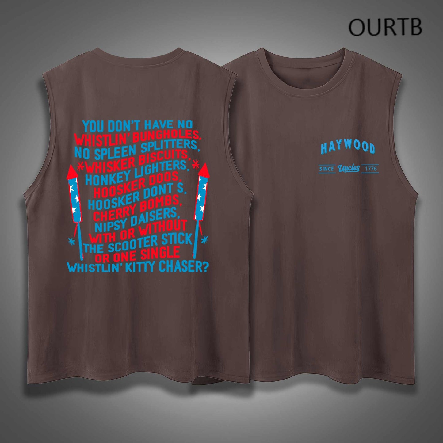 Haywood Uncle Since 1776 USA Independence Day Funny Adult Discomfort Art Print Cotton Sleeveless Tank Tops