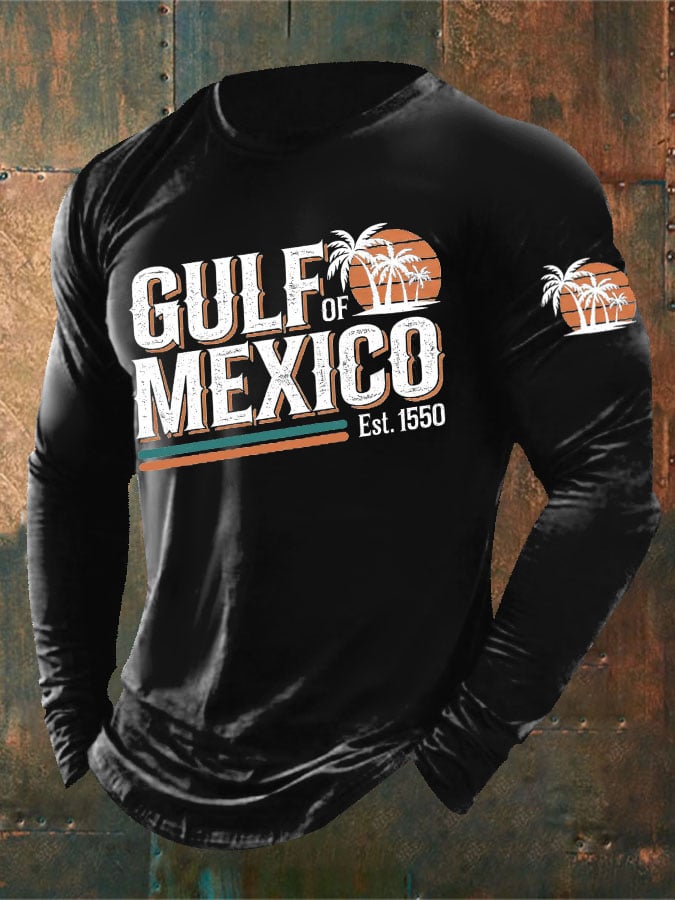 Men'S Retro Gulf of Mexico Print T-Shirt