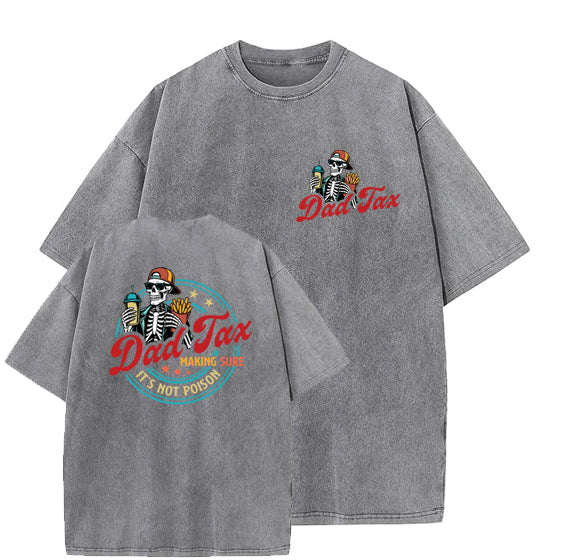 Dad Tax Washed And Distressed Pattern Crew Neck T-Shirt