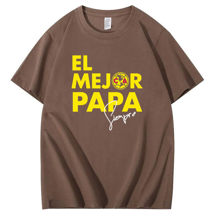 El Mejor Papa Siempre Pattern Print 100%Cotton T-Shirt