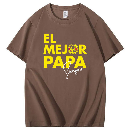El Mejor Papa Siempre Pattern Print 100%Cotton T-Shirt