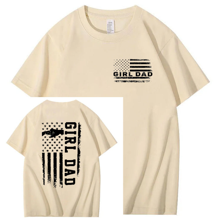 Girl Dad Pattern Print 100%Cotton T-Shirt