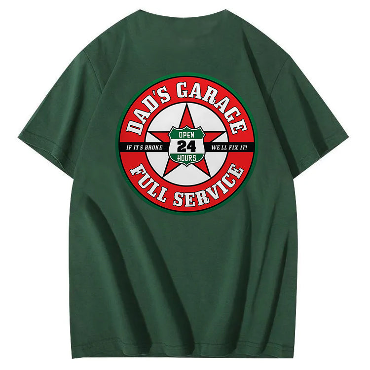 Dad's Garage Full Service If It's Broke We'll Fix It Printed Men's T-shirt