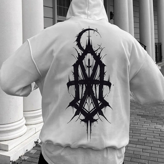 Arrow with Full Moon Spooky Dark Style Print Hoodie
