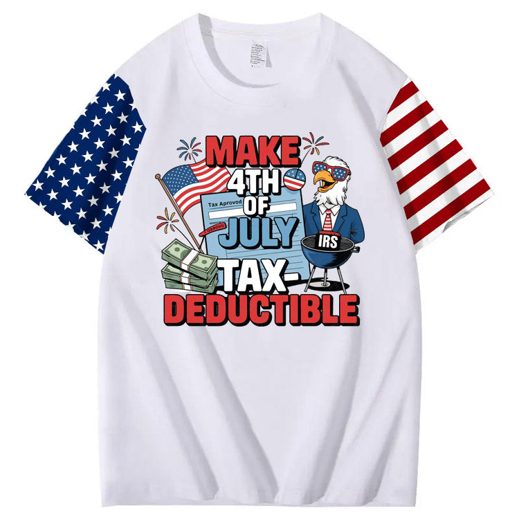 Make 4th Of July Tax Deductible Pattern Print 100%Cotton T-Shirt