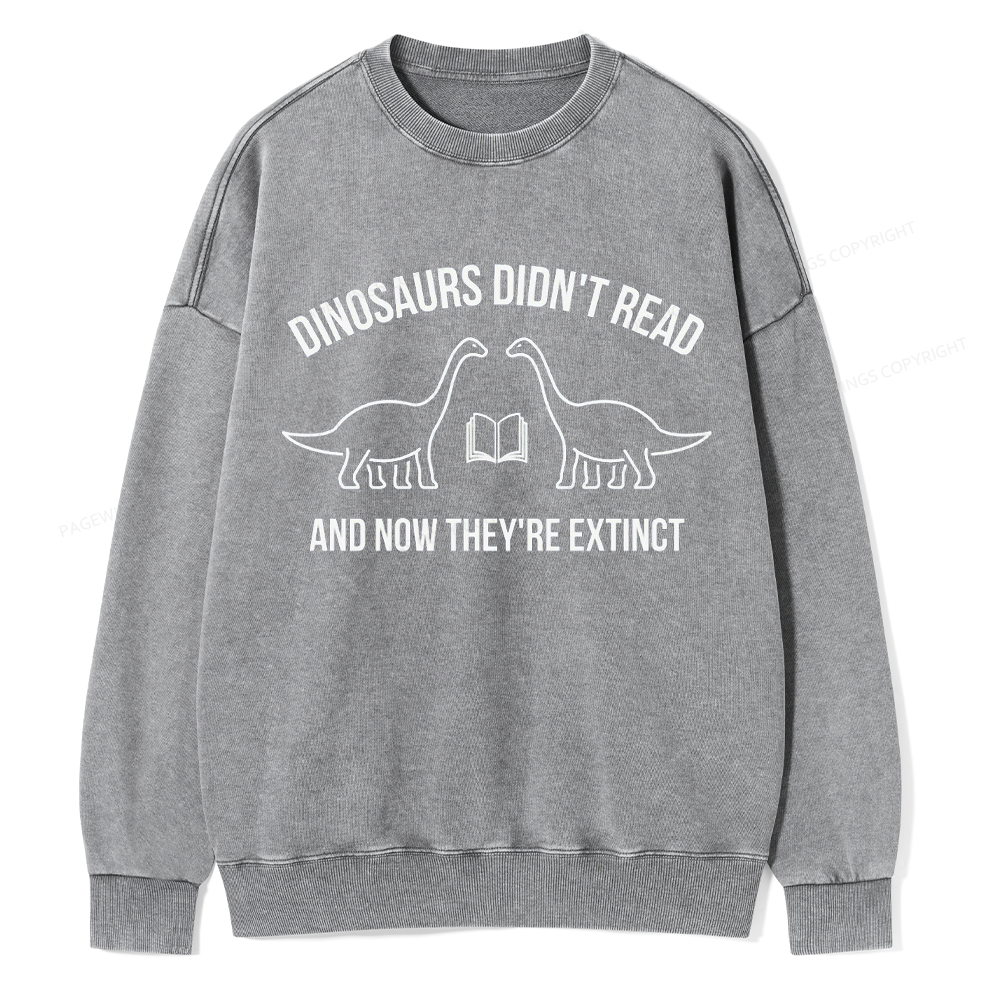 Dinosaurs Didn't Read Unisex Washed Sweatshirt
