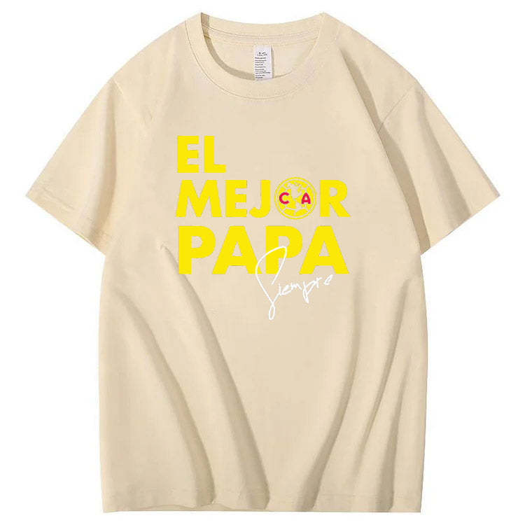 El Mejor Papa Siempre Pattern Print 100%Cotton T-Shirt