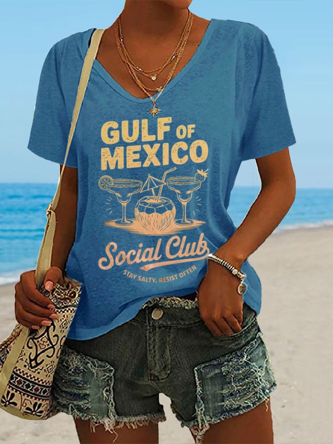 Women's Gulf Of Mexico Print Casual T-Shirt