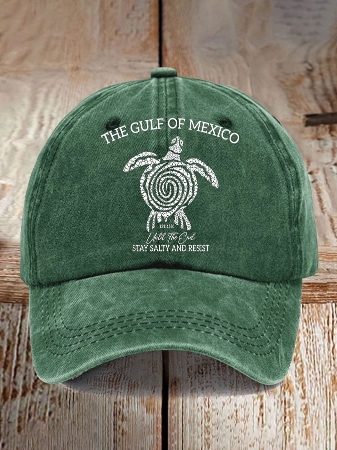 The Gulf Of Mexico Est. 1550 Until The End Stay Salty And Resist Printed Baseball Cap