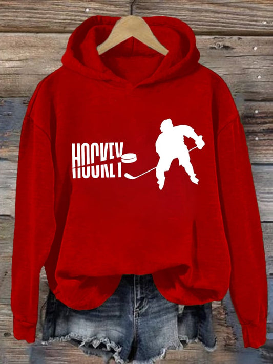 Women's Ice Hockey Printed Casual Crew Neck Sweatshirt