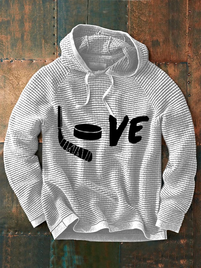 Men's Love Ice Hockey Print Hoodie
