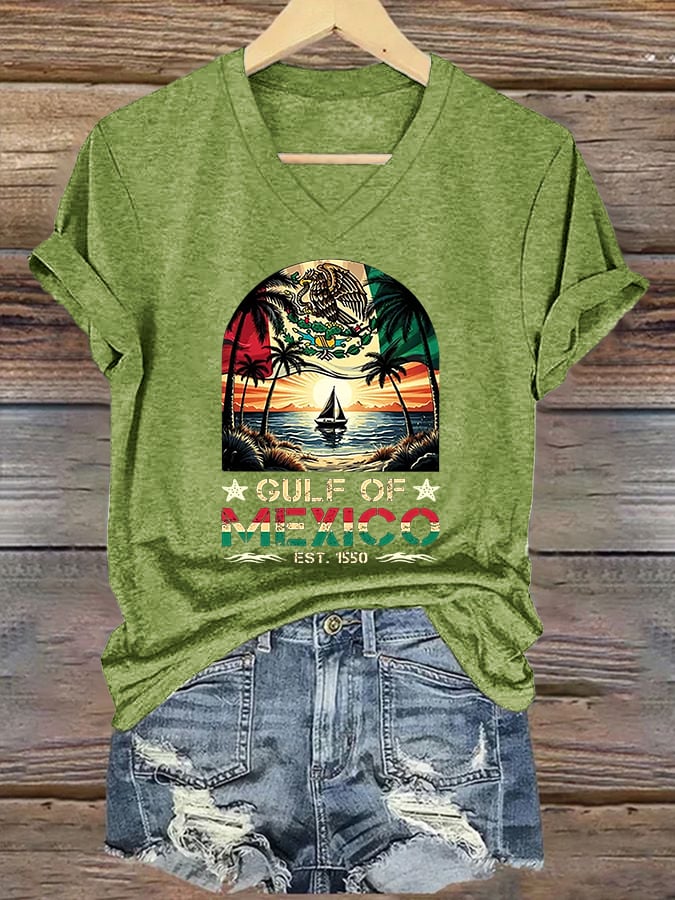 Women's Retro Gulf Of Mexico Est 1550 Print T-Shirt