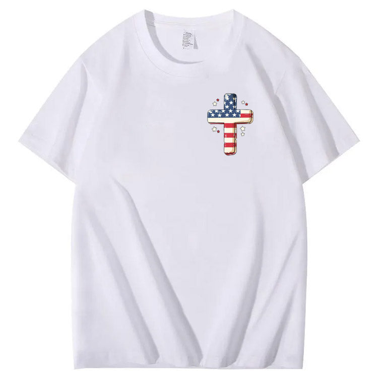 Independence Day Stars&Stripes Jesus Chirs Pattern Print T-Shirt