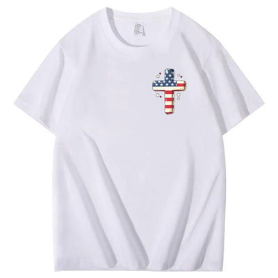 Independence Day Stars&Stripes Jesus Chirs Pattern Print T-Shirt