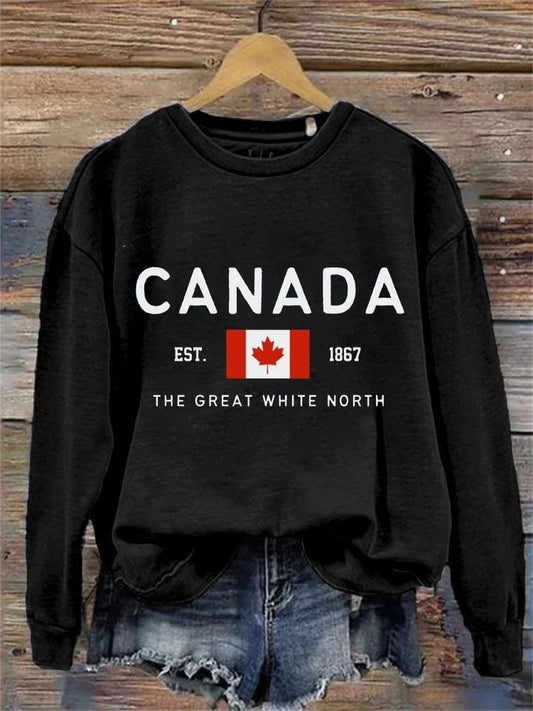 Women's Canada Strong Printed Crew Neck Long Sleeve Sweatshirt