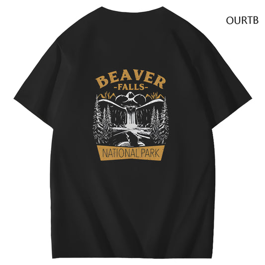 Beaver Falls National Park Funny Art Pattern Print T-Shirt