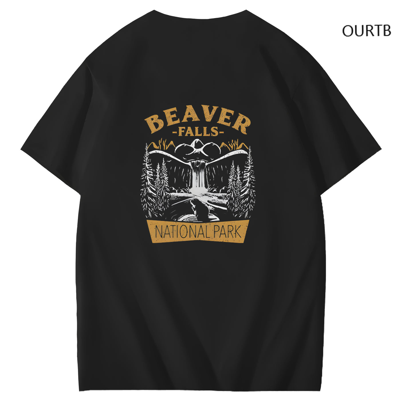 Beaver Falls National Park Funny Art Pattern Print T-Shirt
