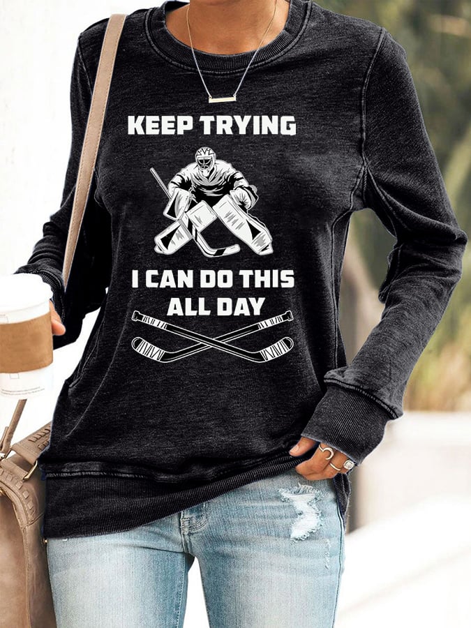 Women's Ice Hockey Printed Casual Sweatshirt