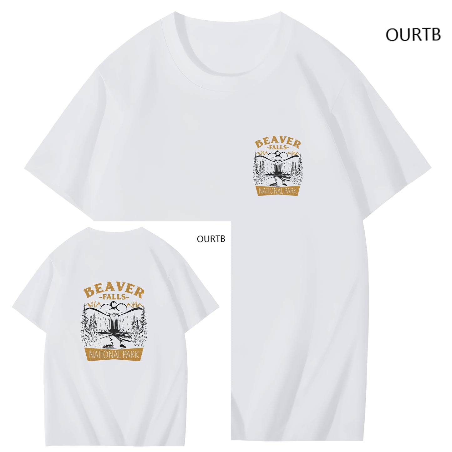 Beaver Falls National Park Funny Art Pattern Print T-Shirt