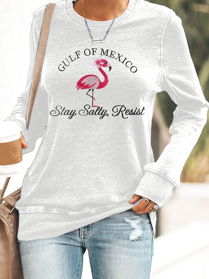 Women's Gulf Of Mexico Print Round Neck Sweatshirt