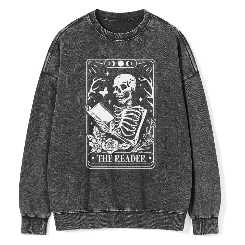Halloween The Reader Tarot Card Unisex Washed Sweatshirt