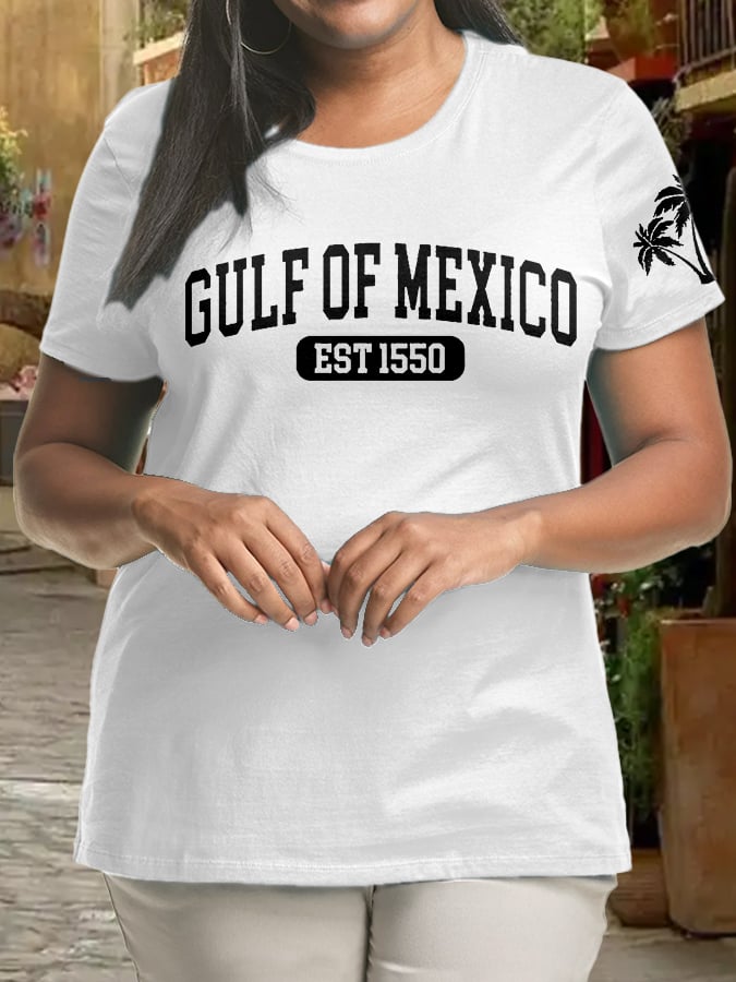 Women's Plus Size Gulf Of Mexico Print Crew Neck T-Shirt