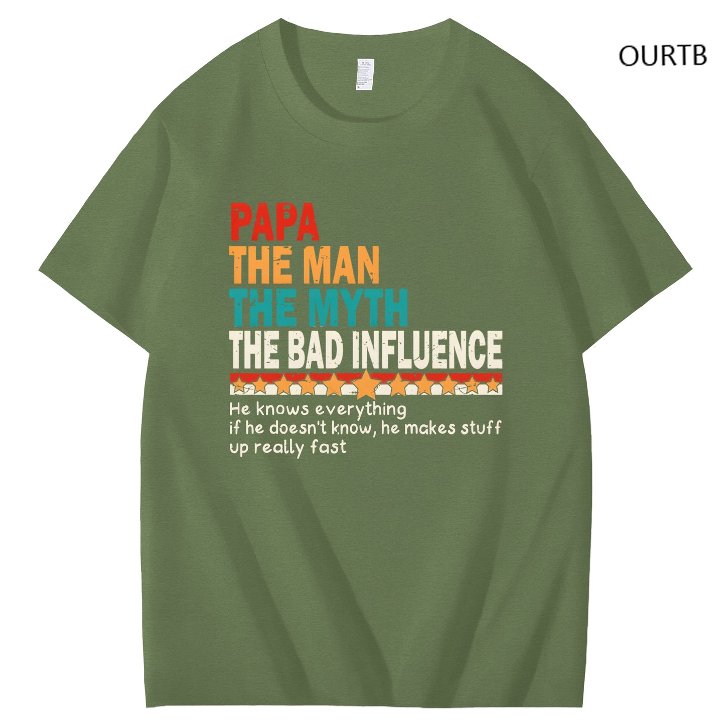 Papa The Man The Myth The Bad Influence Art Pattern Print T-Shirt